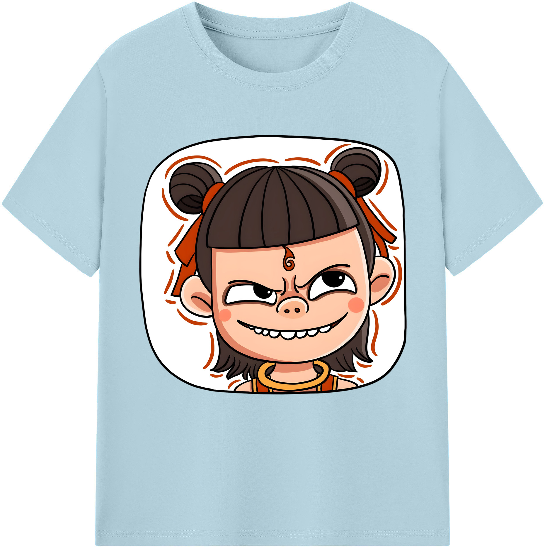 （画像用） Ne Zha 2 ナタ 魔童の大暴れ 綿100％半袖Tシャツ（フロントプリント）